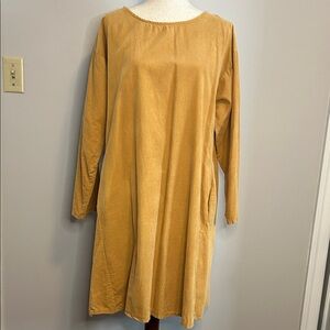 Corduroy Mustard Long Sleeve Dress